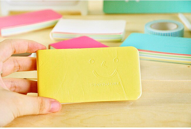 Cute Korean Smiley Notebook Kawaii Student Stationery School Supplies MINI Rectangle Notebook Color Inside Pages Small Note Book