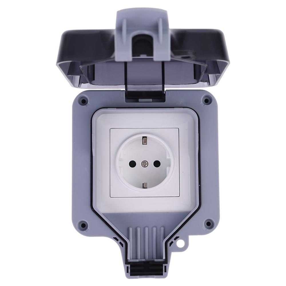 1PC Outdoor Wall Switch Socket IP66 Weather&Dust Proof Power Outlet EU Standard
