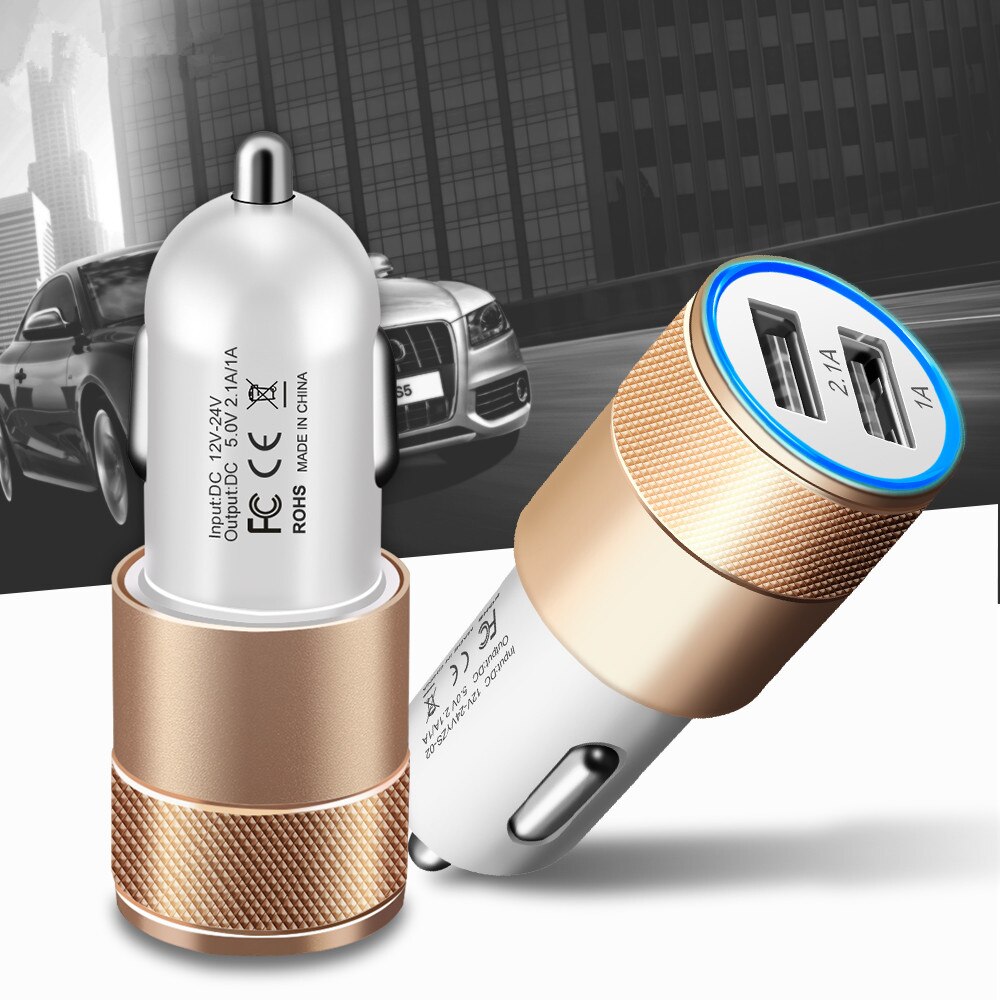 クラウチ 5 ボルト 2.1A デュアル USB 車の充電器金属合金高速自動車電話充電アダプタ iphone の Xiaomi サムスン huawei 社 HTC LG 充電器