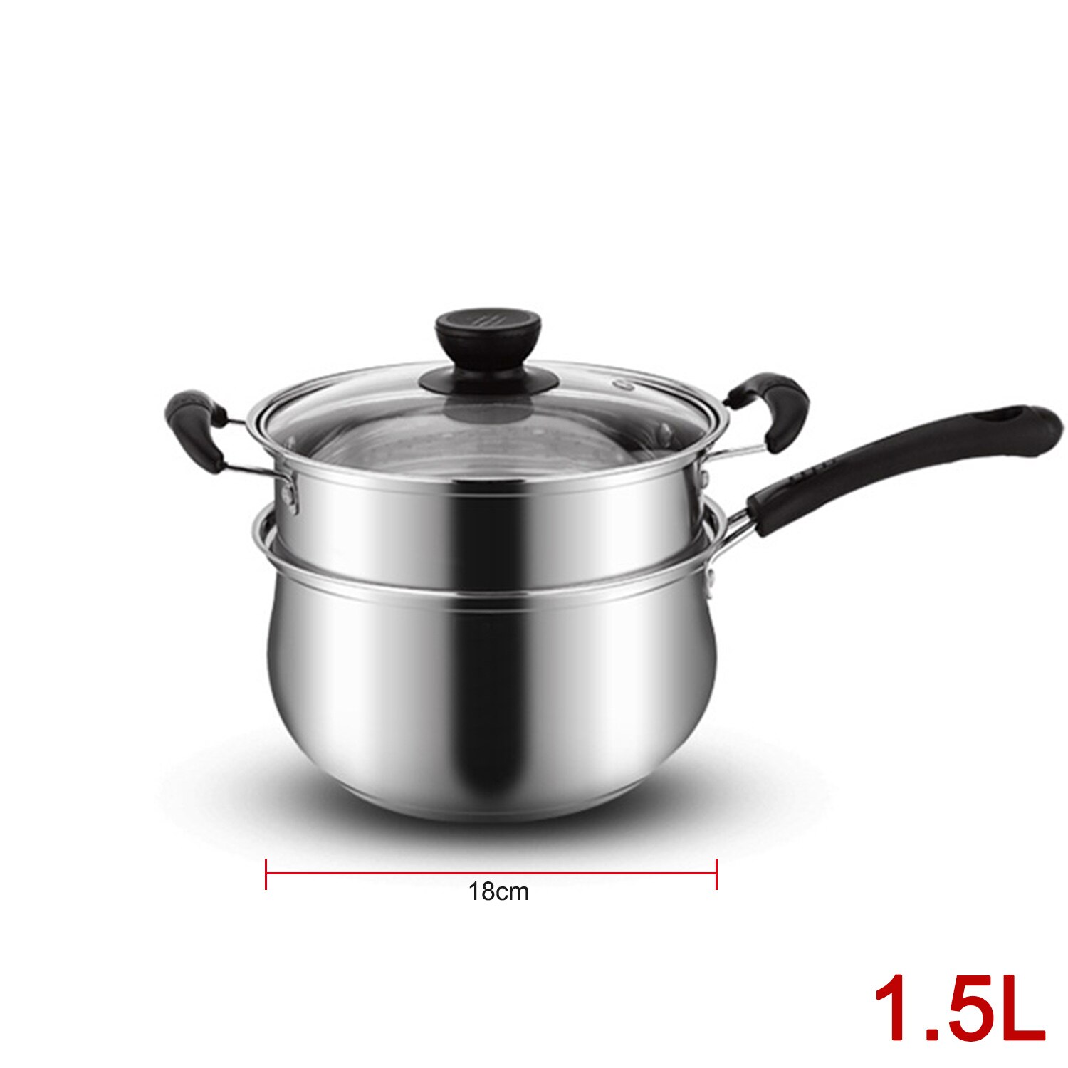 Stainless Steel Pot with Steamer Insert Glass Vented Lid Set Safe and Durable Kitchen Cookware