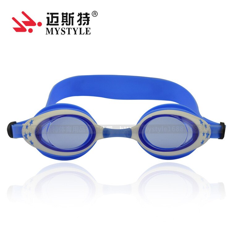 Børns svømmebriller fem-spids stjerne børn svømningsbriller teenager anti-tåge svømmebriller: Ensfarvet blå