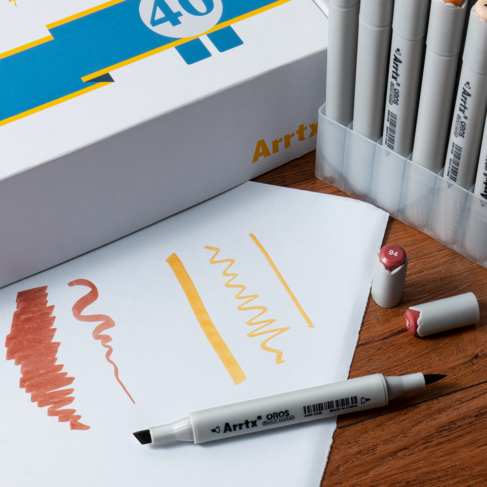 Arrtx OROS – stylo marqueur à base d'alcool, 40 couleurs, pour la lumière, la flamme, la récolte des champs de blé, les feuilles mortes