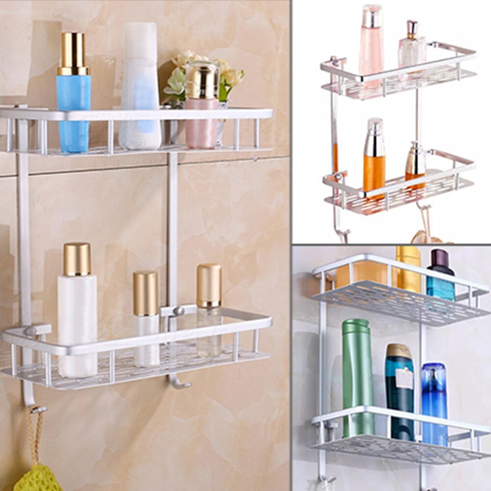 1/2 Tiers Aluminium Badezimmer Dusche Bad Halter Für Shampoos Dusche Gel Küche Hause Balkon Regal Hängen Lagerung Rack