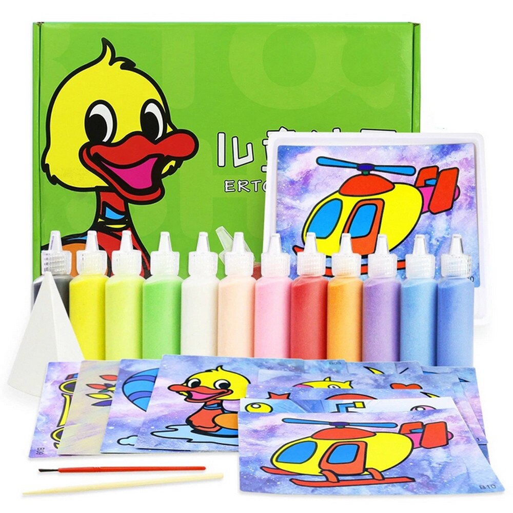 Giocattolo per bambini pittura a sabbia fai-da-te per bambini set da tavolo da disegno BubbleSand immagine fatta a mano carta artigianale sabbia disegnare arte