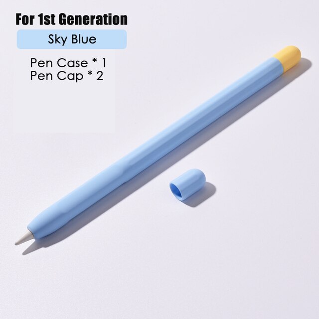 Stylus Cover Silicone Pen Case For Apple Pencil 1 2 Color Matching Stylus Protective Case Non-slip Anti-fall iPad Pen 2 1 Cover: Pencil 1st Blue