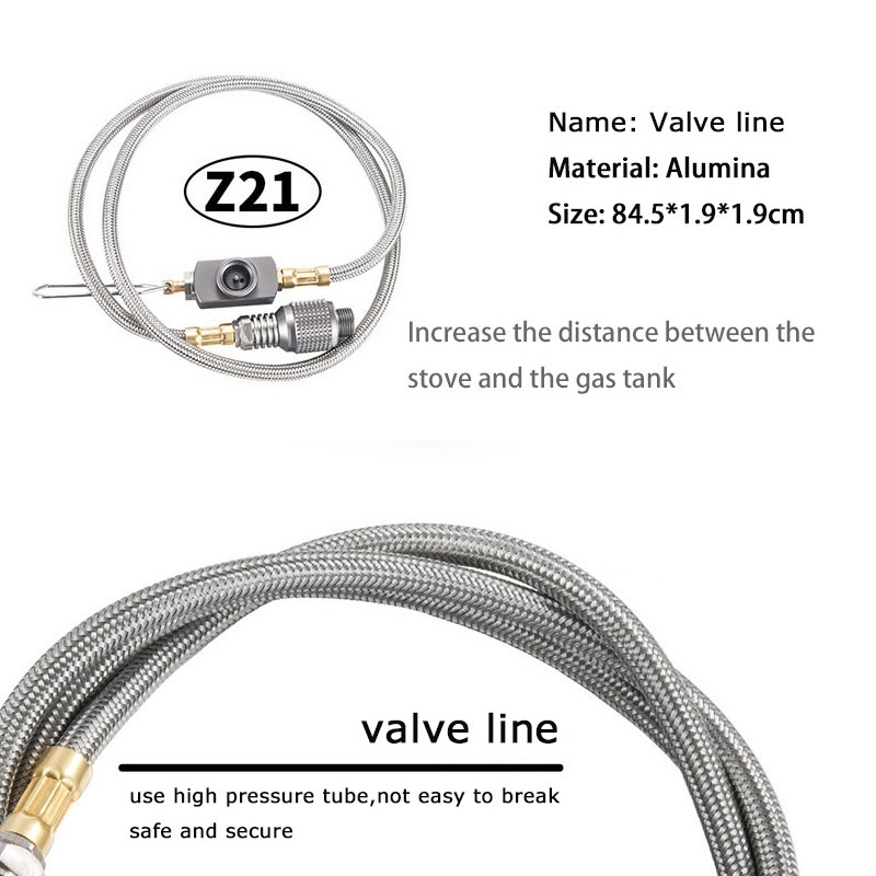 Outdoor Camping Gas Stove and Gas Canister Extent Hose Connector with Valve And Adapter