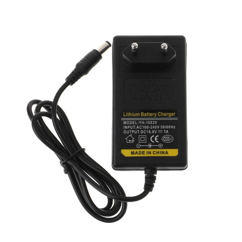 Batterilader  dc 16.8v 1a intelligent litium li-på lader strømadapter eu oss støpsel