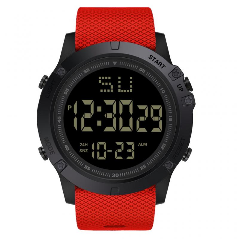 HONHX-reloj electrónico multifunción LED para hombre, reloj electrónico para estudiantes, pantalla grande negra, para deportes al aire libre: 02