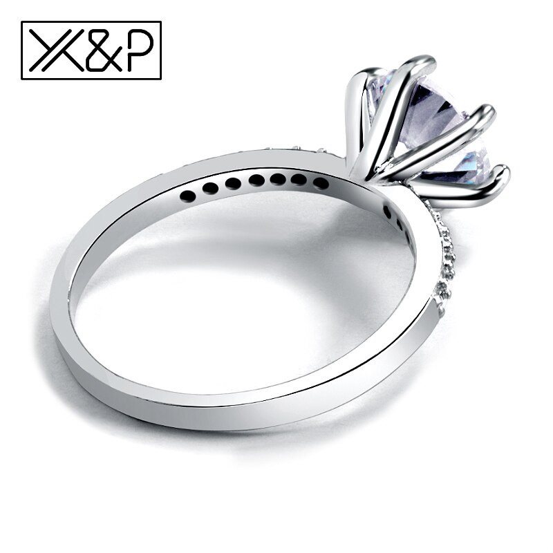 X & P anillo de compromiso clásico 6 garras AAA circón cúbico blanco mujer anillos de boda joyería