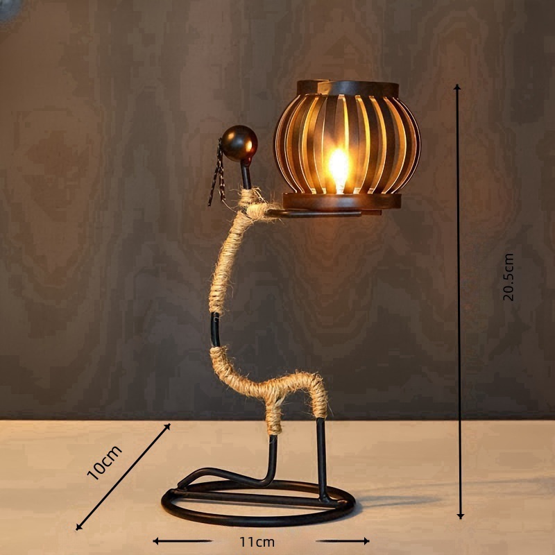 Portavelas de Metal nórdico, candelabro Vintage hecho a mano con personaje abstracto para boda, hogar, cafetería, mesa, decoración artística,: Azul marino