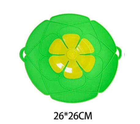 Silikonlock spillstoppskydd multifunktionsstänklock köksredskap verktyg kruka panna anti-overflow kruka lock 3d blomma: 26cm gröna