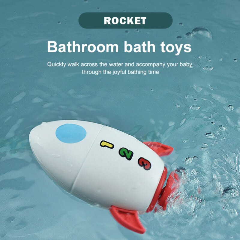 Leuke Cartoon Raket Bad Speelgoed Kinderen Grappige Strand Water Play Game Windup Raket Speelgoed Kids Vroege Educatief Speelgoed Verjaardag