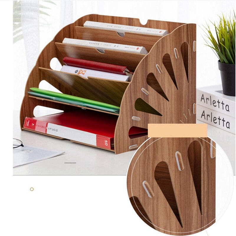 Wooden Office Desk Organizer DIY Document File Rack Multifunction Desk Accessories Storage Magazine Book Desk Shelf