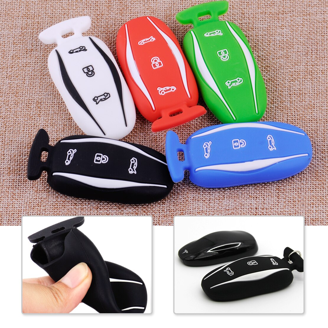 Citall silikone 3 knapper bil fjernbetjening nøgle fob skin shell cover case holder passer til tesla model sx