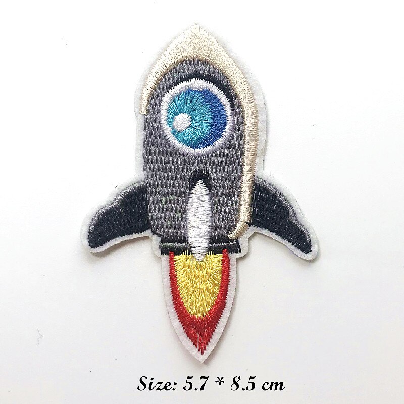Rocket Flying saucer Space ship Patches Embroidered for Clothing DIY Stripes Applique Clothes Stickers Sewing Iron On Clothes: 12