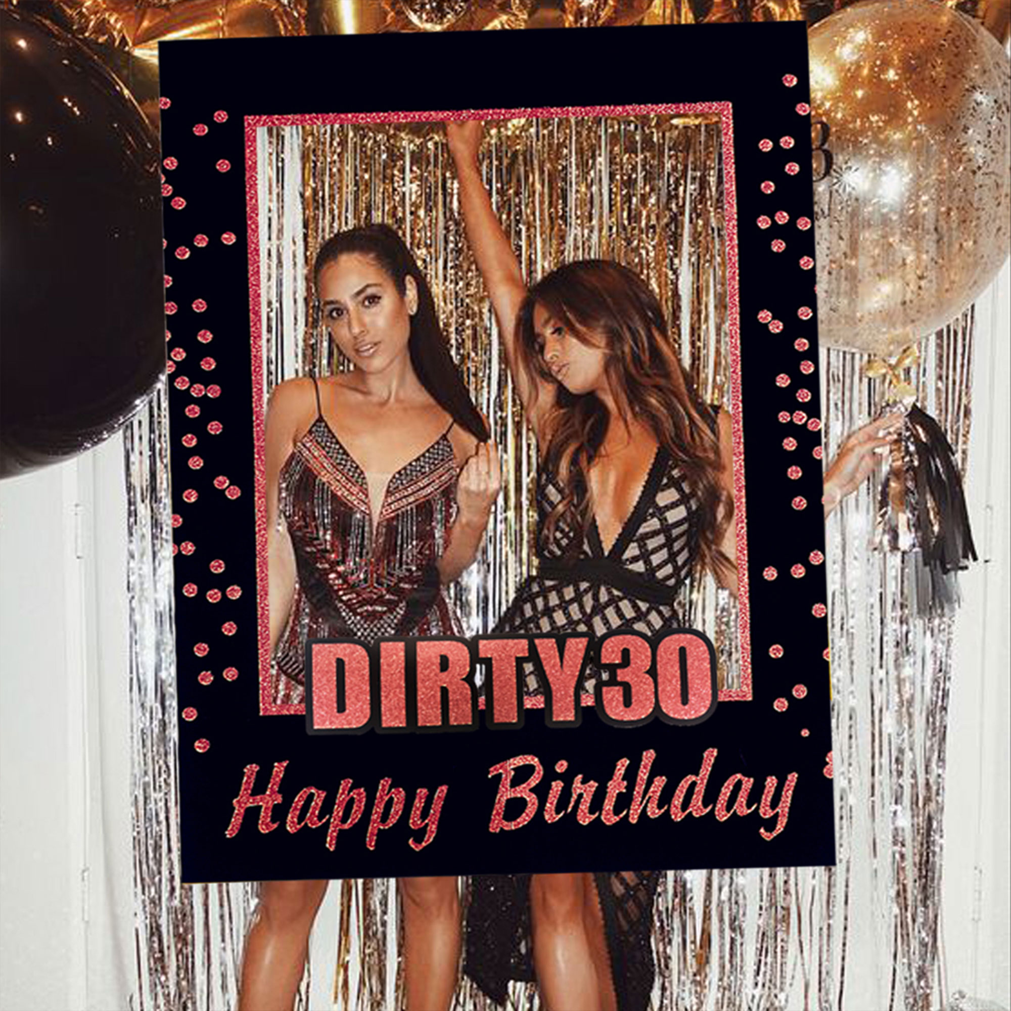 LaVenty Rose Gold 18th 30th 40th Birthday Party Photo Booth Props Birthday 18th Birthday 30th Birthday 40th Birthday Photo Frame: Gold
