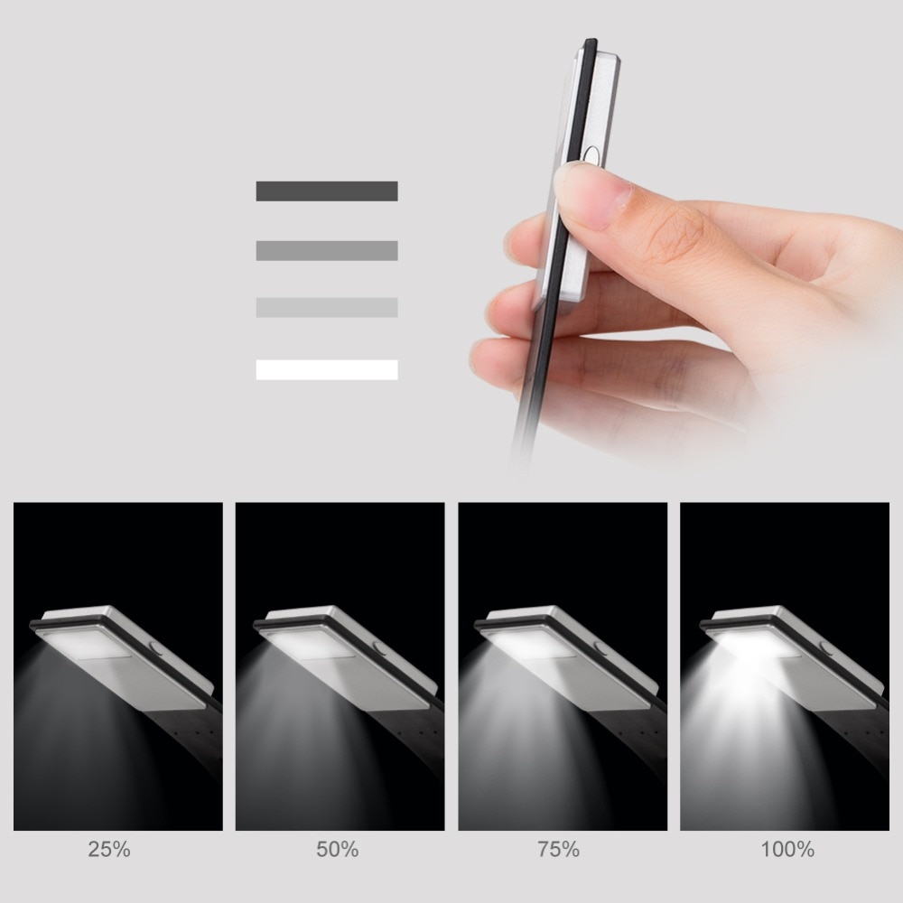 Portable LED Reading Book Light with Detachable Flexible Clip Book Light USB Rechargeable Lamp for Kindle/eBook Readers E-read