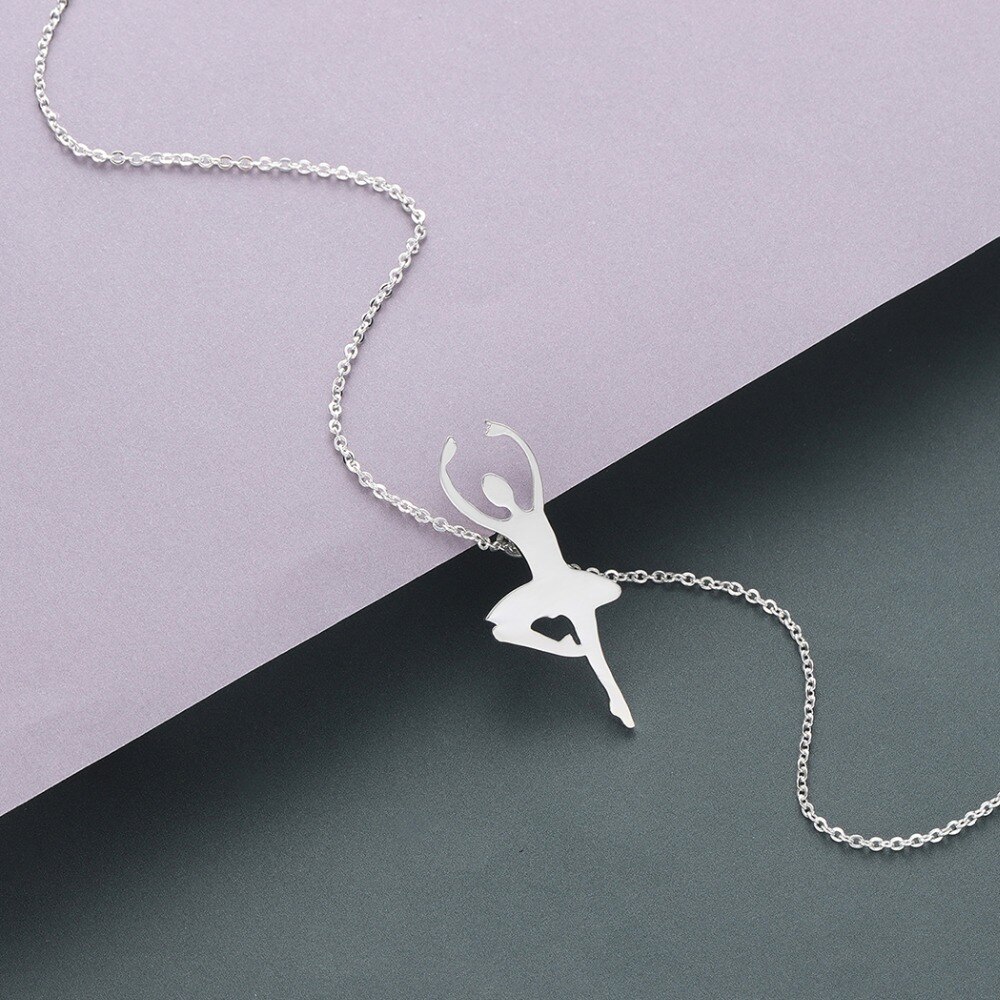 Chandler Ballerina Kette - Edelstahl Anhänger - Schlanke Kette - Ballettänzer Figur