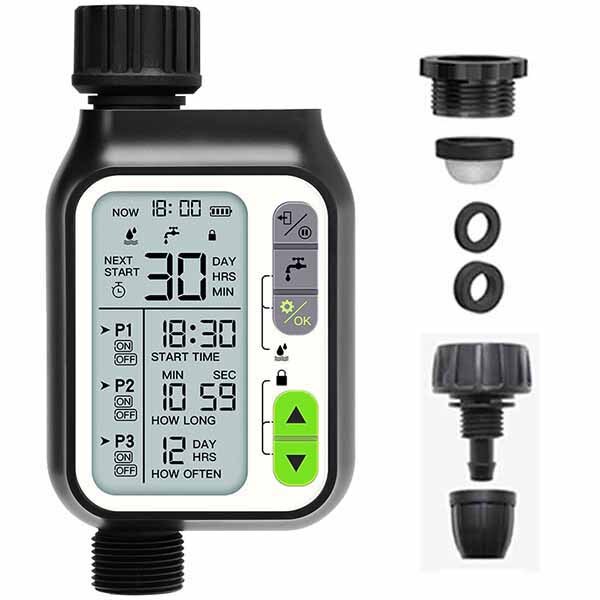 Rainwater Sensor Function Child Lock Mode Digital Water Timer IP65 Waterproof For Garden Lawn Watering System Irrigation Timer: 1 Timer
