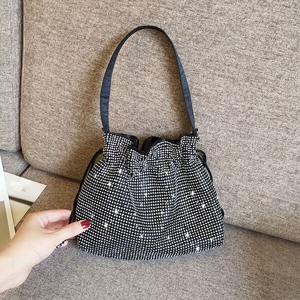 Bling Diamanten Avondtasje Vrouwen String Kleine Emmer Handtassen Schoudertassen Dames Diner Clutch Purse Nieuw: Default Title