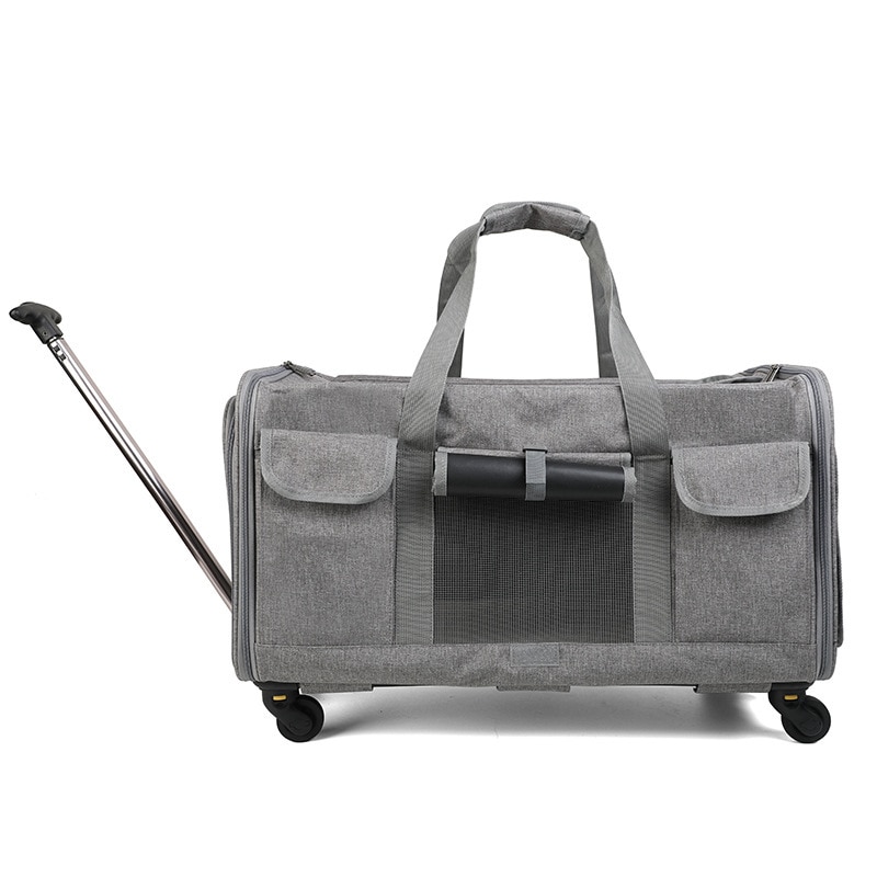 Valise à roulettes universelles détachables pour animaux de compagnie, grande capacité, respirante, pliable, pour chiens et chats