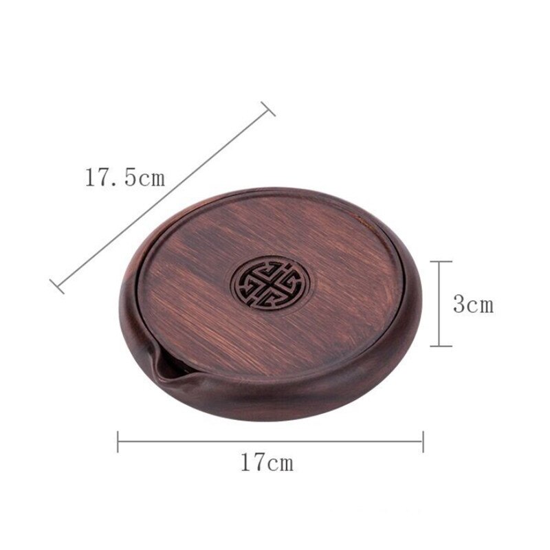 Bandejas de madera maciza de ébano para ceremonia del té, aislamiento térmico, taza de té hecha a mano creativa, soportes de drenaje, herramientas de casa de té,