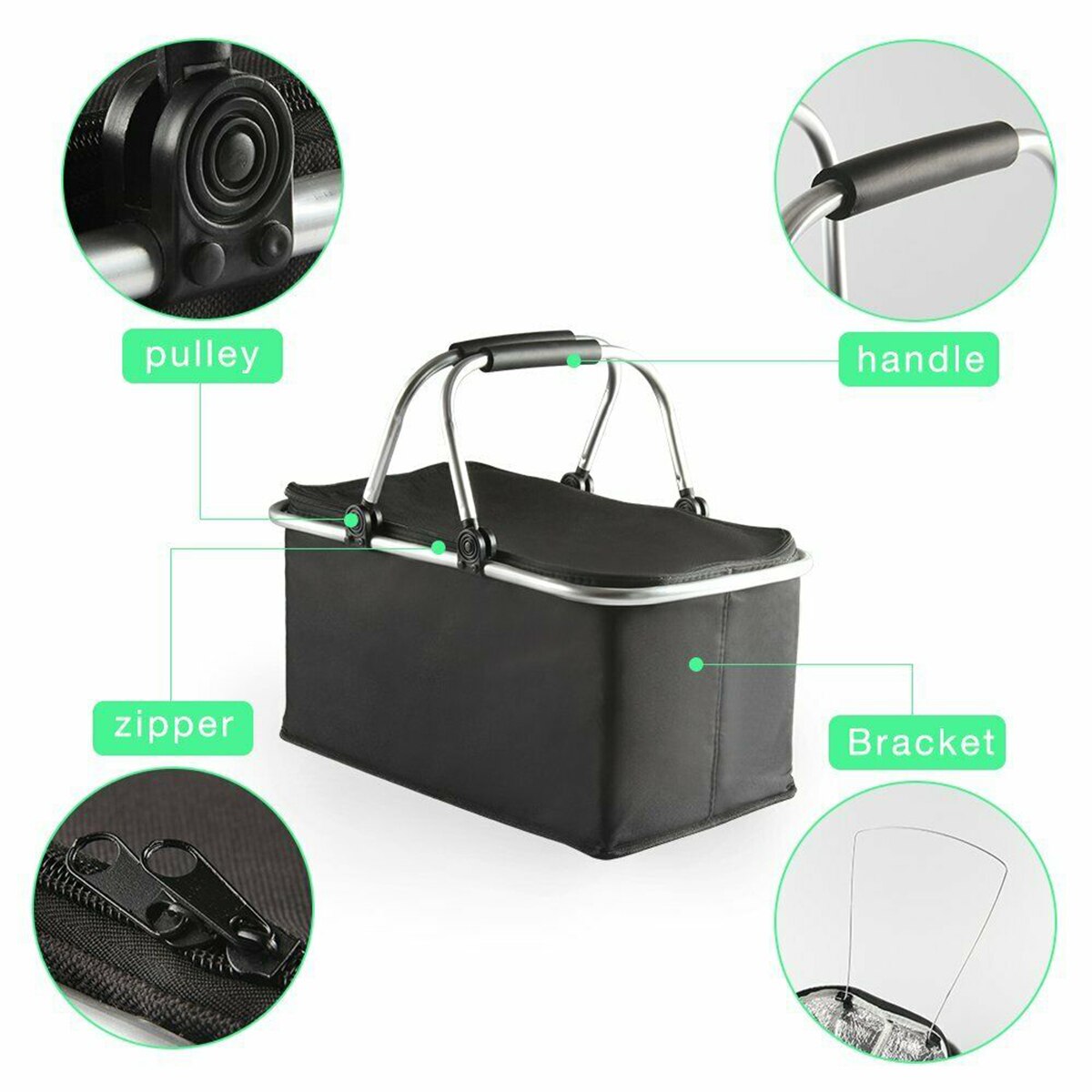30L Falten Picknick Camping Korb Isoliert Einkaufen Kühler Hause Lagerung Korb Korb Korb Tasche Kasten draussen Picknick Taschen