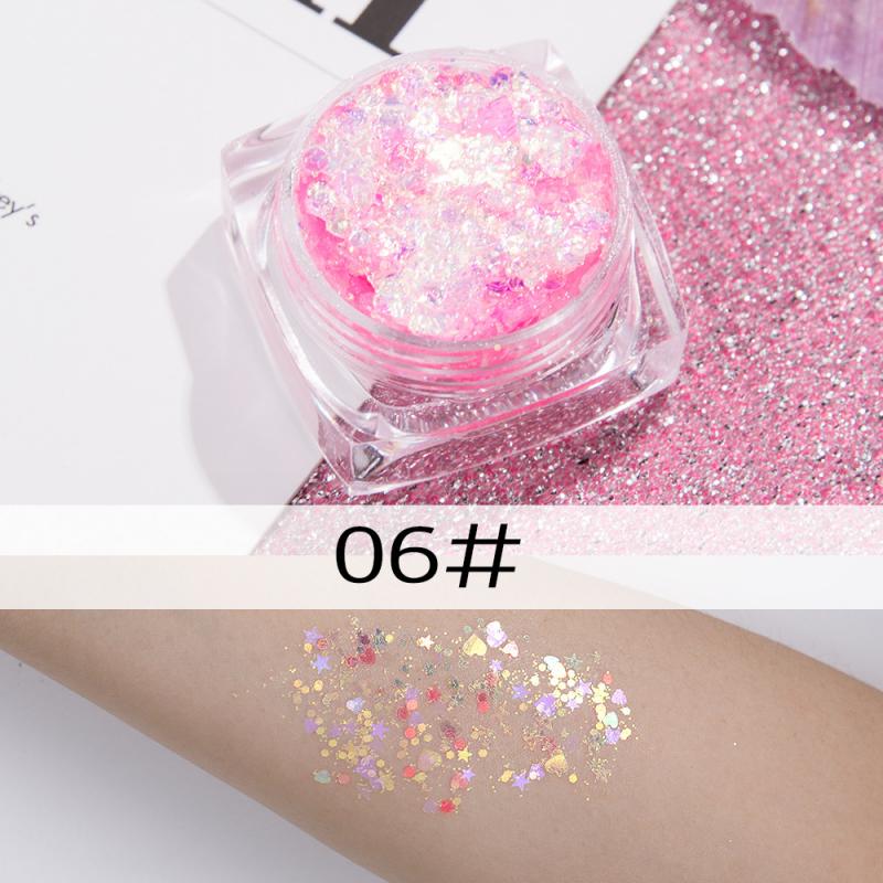 Flerfärgad diamant glitter ögonmakeup kind nagelkonst dekoration paljetter hud highlighter ansikte festival smink kosmetika tslm 1: 12