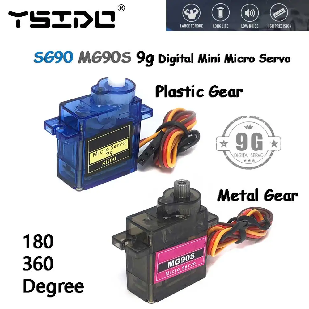 Mg90s sg90 9g digital mini mikro servo 180/360 grader til rc helikopter fly mini båd bil  mg90 9g trex 450 rc robot