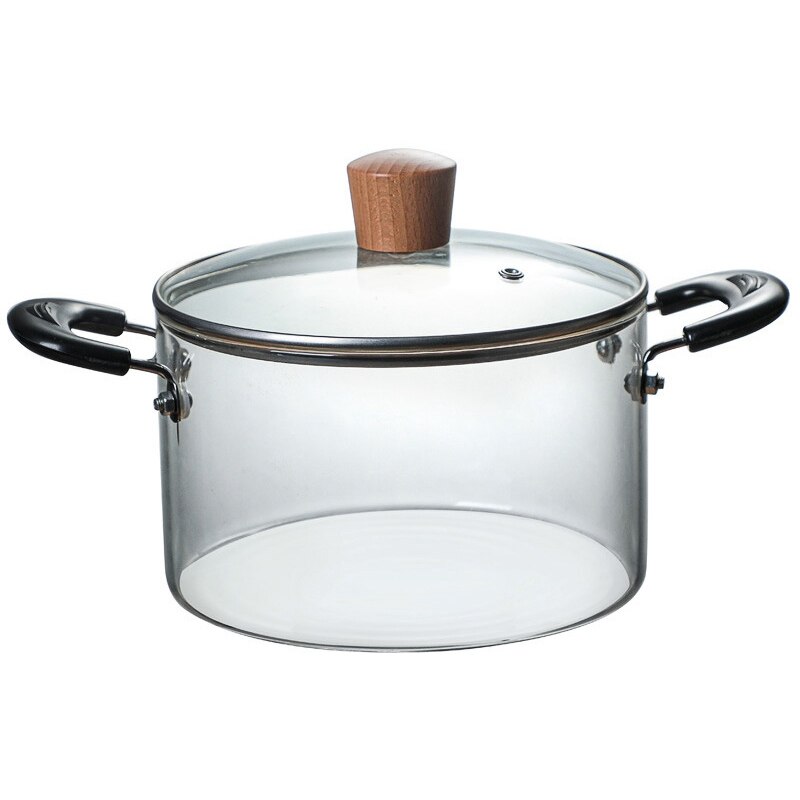 Soup Pot Health Pot Kitchen Fire Explosion Proof Transparent Glass Pot Double Handle High Borosilicate Glass Pot: Red