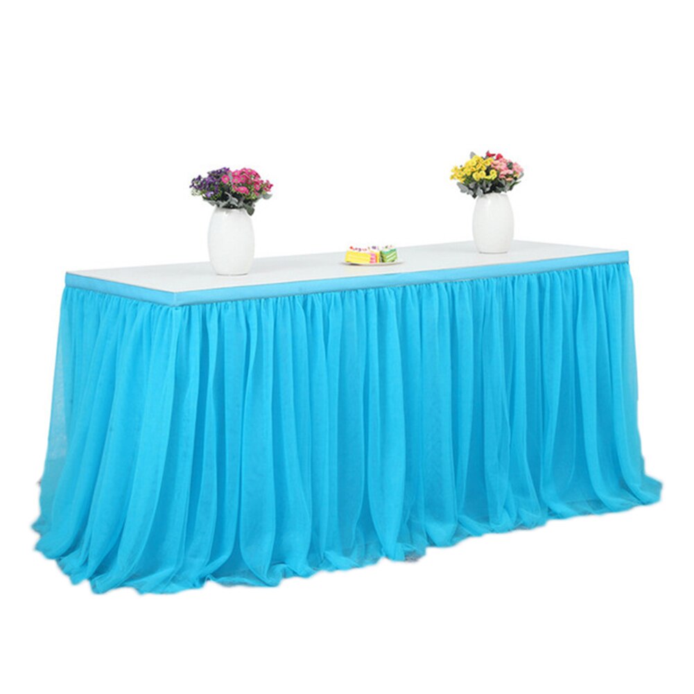 Bryllup dekoration tyl bord nederdel ensfarvet service klud til rektangel rundt bord fest fødselsdag festival 181 x 76 x 0.2cm: Blå