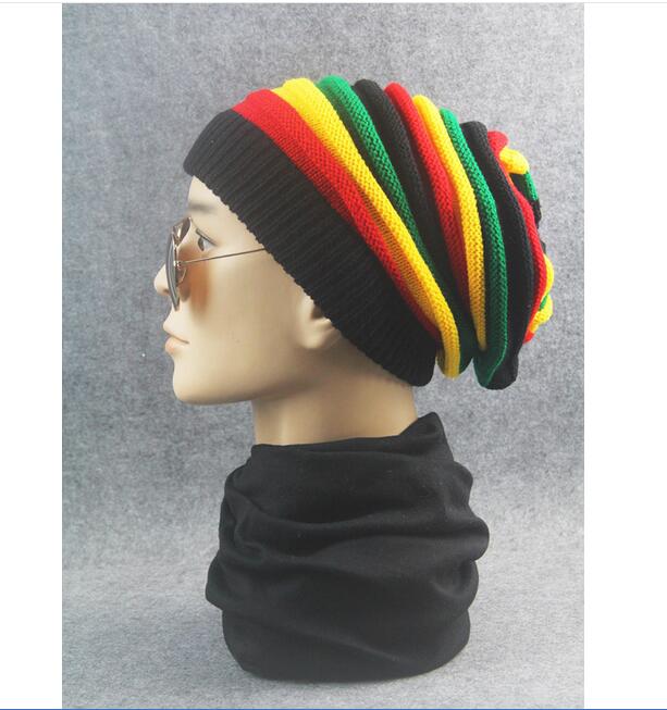 Regenboog Gestreepte Hoeden Voor Vrouwen Mannen Unisex Kleurrijke Strepen Cap Jamaica Warme Zachte Katoen Gemengd Gebreide Hoed Bean