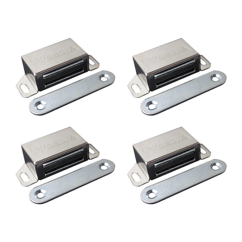 4 pièces Bruit Réduire Fermeture De Porte Meuble Prise Magnétique À tablettes Coulissantes pour charges Lourdes Home Hardware Loquets En Acier Inoxydable Cuisine