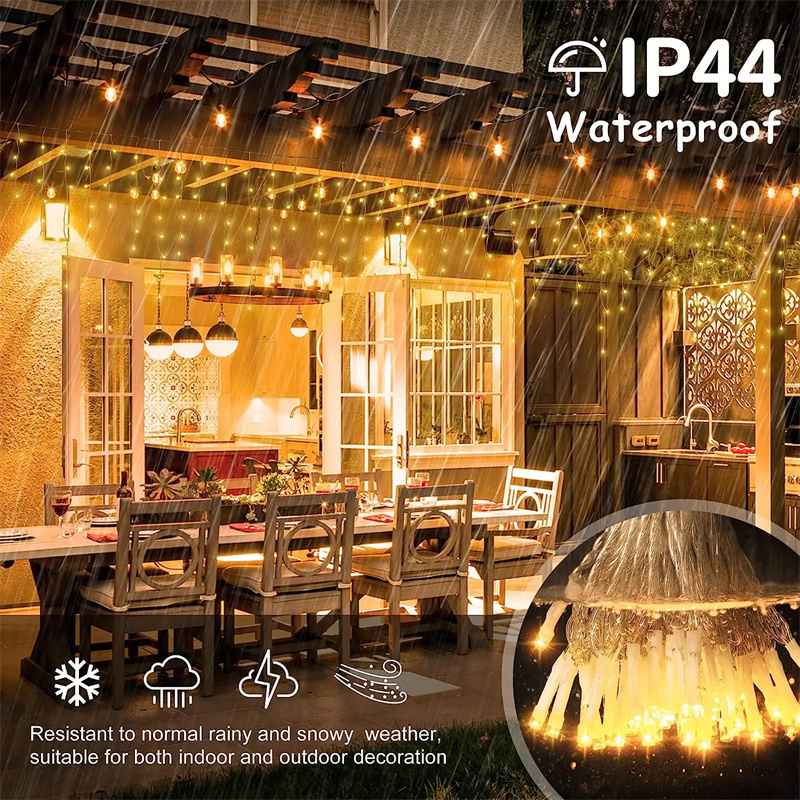 Christmas Festoon Led Icicle Curtain Lights Outdoor 4M(W)*0.6M(H) White Flash Fairy String Light Clear Wire Year Decorations