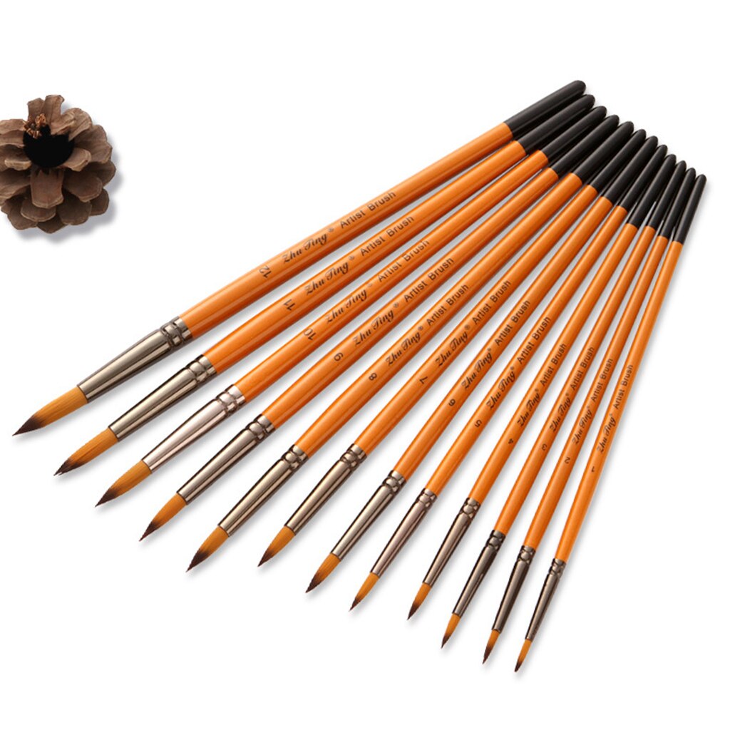 12 Artist Paint Brushes Set Acrylic Oil Watercolor Painting Craft Art Model Kit