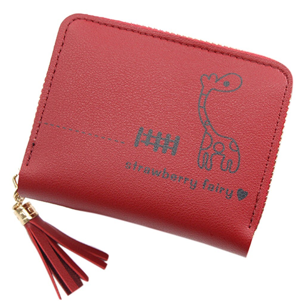 Femmes En Plein Air Tendance Couleur Uni À Franges En Cuir Carte Portefeuille Portefeuille femme pour Femme Petits Portefeuilles porte-Monnaie En Cuir: RD