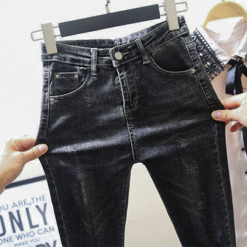 Skinny potloodjeans dames gat blauwe broek katoen gescheurd enkellange blauwe dames jeans broek broek plus size