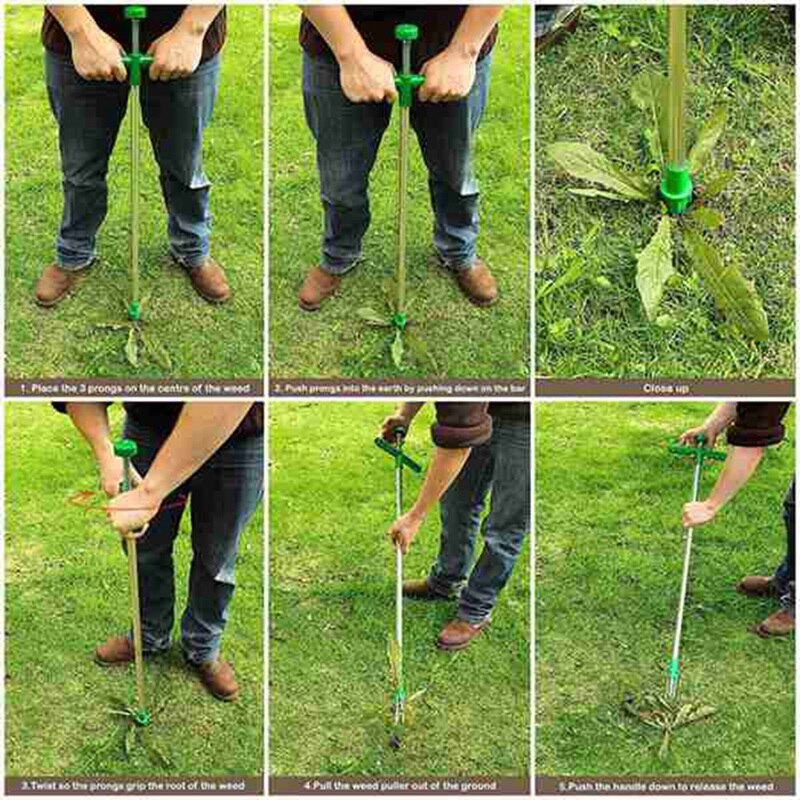 3PCS Weeding Durable Manual Outdoor Garden Lawn Complication Lightweight Weeding Killer Tool Aluminum Long Handle