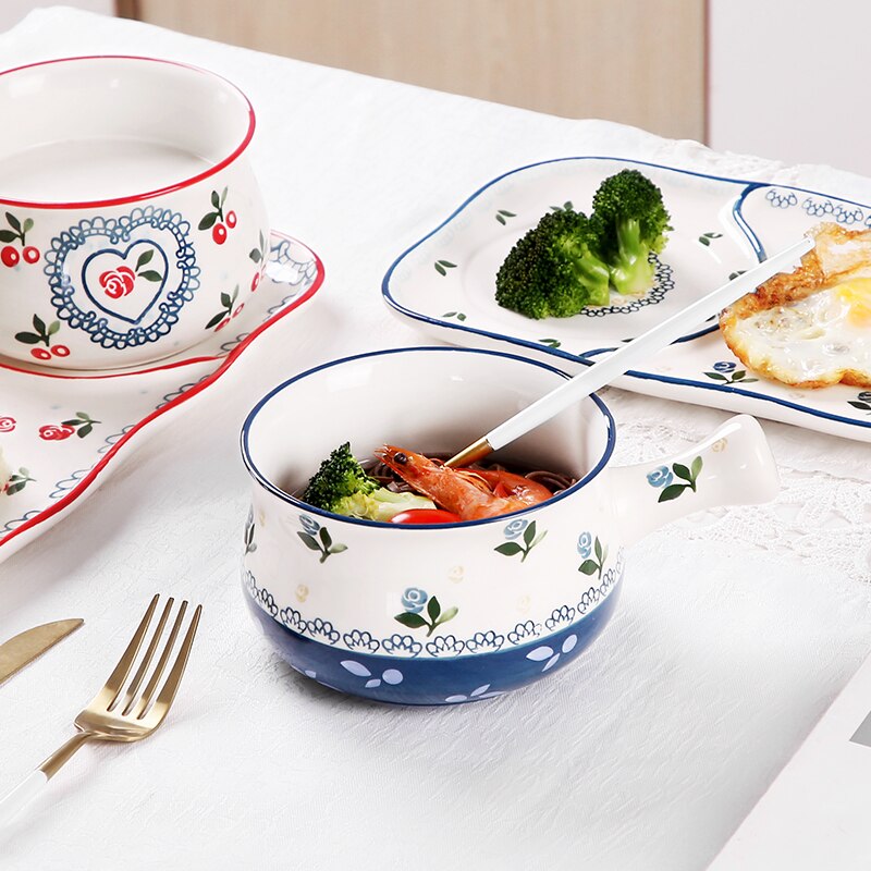 Oneisall middagstallerkener i japansk stil porcelæn keramik kage frugt grøntsag salat platos porcelæn stel fade supla fad