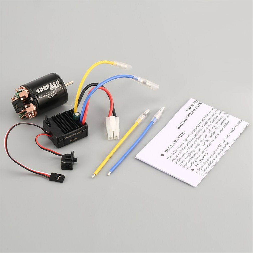 Surpasshobby 550 27T Brushed Motor + 60A Esc Met 5V/2A Bec Voor Hsp Hpi Kyosho Traxxas 1/10 Rc Crawler Off-Road Klimmen Auto: 540 21T