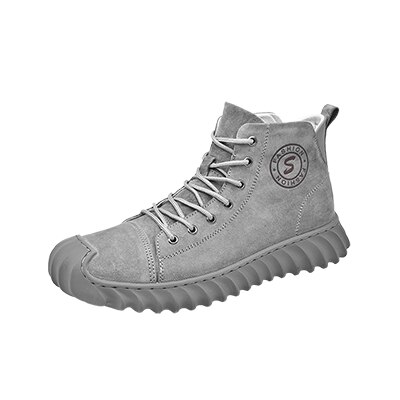 Mannen Schoenen Hoge Top Lederen Laarzen Chelsea Laarzen Mannen Winter Warme Comfortabele Mannen Laarzen Botas Hombre: gray / 8