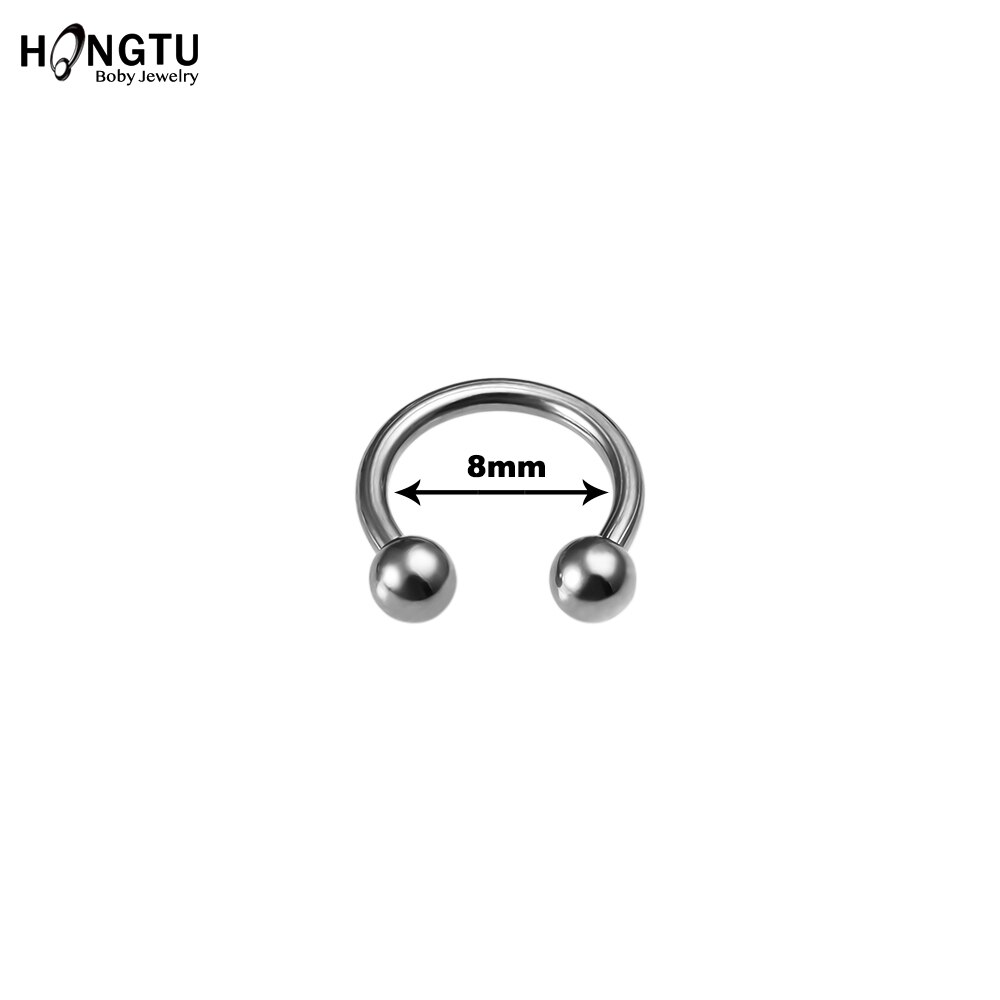 HONGTU 1PC G23 Titan Körper durchbohren Schmuck Punk Hufeisen Septum durchbohren Nase Lippe Ring Ohr Smiley Bar BCR Rund Hantel: TI70006-8mm-1pc