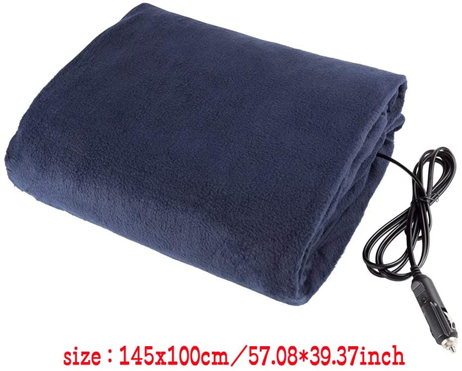 Manta cálida para invierno con forro polar para coche, almohadilla de masaje con calentador, edredón para conducir y viajar, 145x100cm