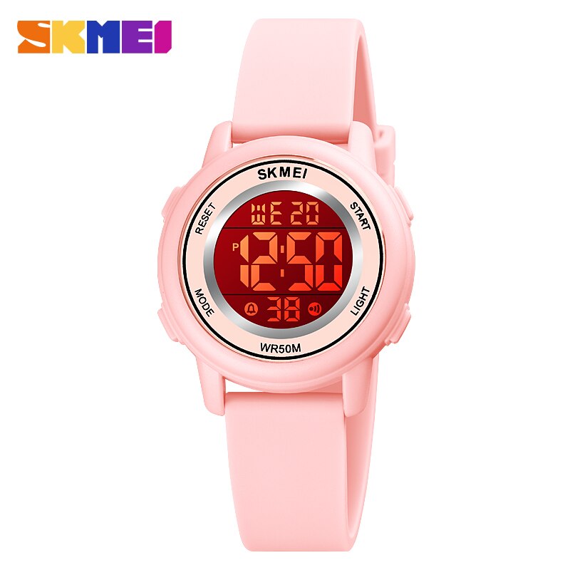SKMEI LED Licht Digitale Kinder Sport Uhren Stoppuhr Kalender Uhr 5Bar Wasserdichte Kinder Armbanduhr Für Jungen Mädchen: Elfenbein