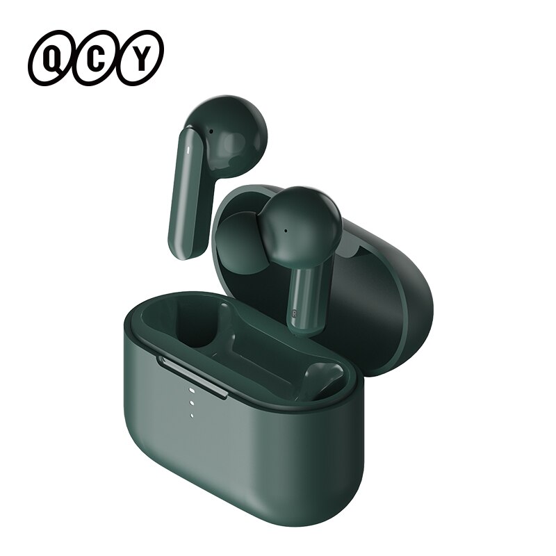 QCY T10 Wireless Bluetooth eadphones 4Mic noise isolation Dual Armature Driver Headphones Type-C charge: QCY QT10-Green