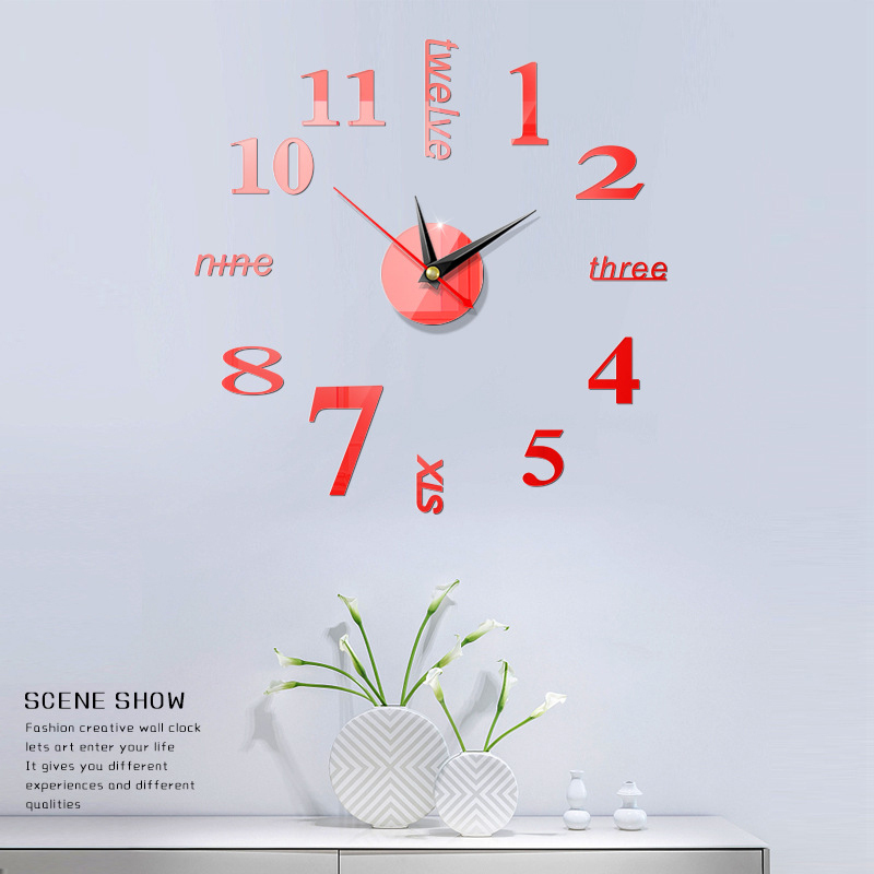 400Mm Klok Horloge Wandklokken Horloge 3D Diy Acryl Spiegel Stickers Home Decoratie Woonkamer Quartz Naald: 1