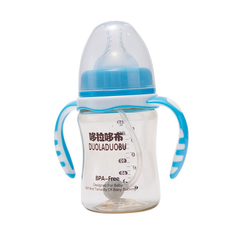 300Ml Zuigfles Stro Flessen Voor Kinderen Met Ppus Zuigfles Pasgeboren Verpleging Fles Bpa Gratis Luxe fopspeen: 180ml Blue