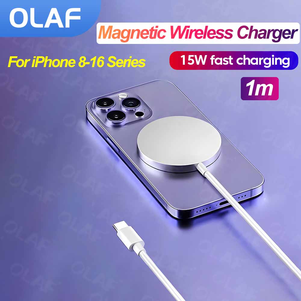 15W Magnetic Wireless Chargers For iPhone 16 15 14 13 12 11 Pro Max 1m Fast Charging Qi Wireless Pad For Airpods Charger Adapter