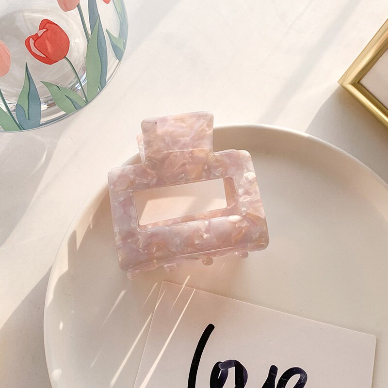 Leopard Print Hair Claws Geometric Hair Clamp Grab Hair Styling Hair Clips for Women Girls Hairpin Hair Accessories: Pink