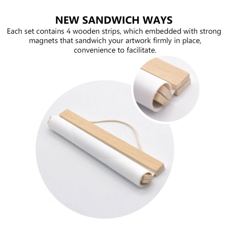 Moderne houten magnetische fotolijst klein groot formaat wandposter rolhanger 21/30/40/50/60cm